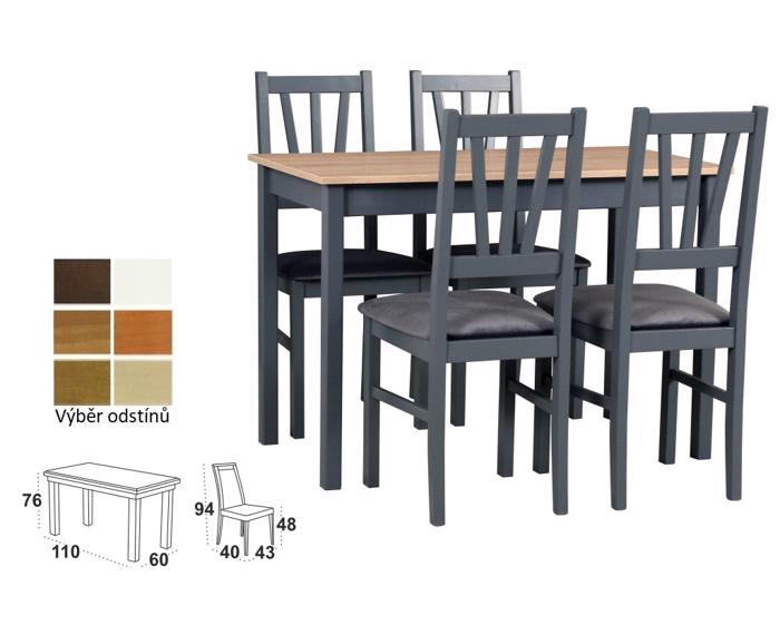 Vyobrazení desky stolu v odstínu - olše, židle v odstínu - grafit
