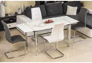 Rozkládací jídelní stůl GD020 - bílá/chrom