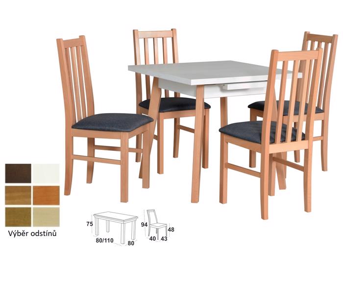 Vyobrazení desky stolu v odstínu - bílá, židle v odstínu - olše