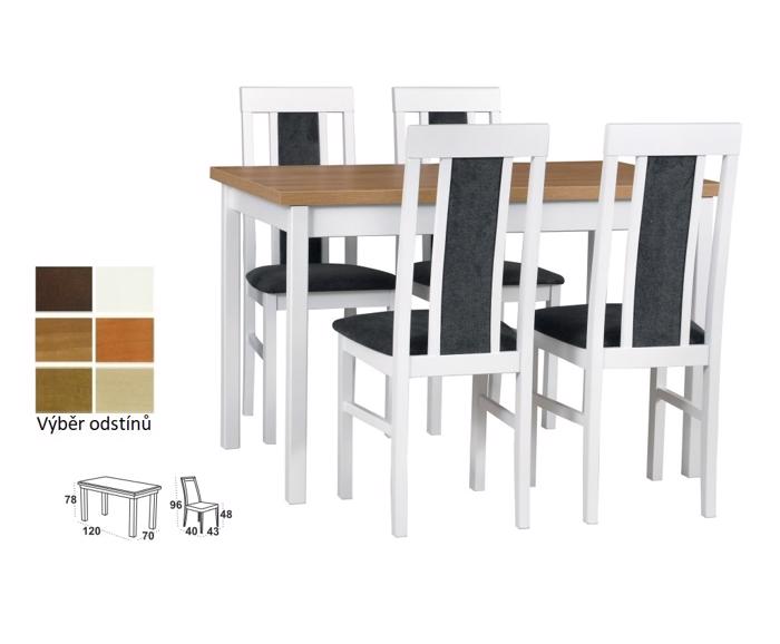 Vyobrazení desky stolu v odstínu - dub grandson, židle v odstínu - bílá