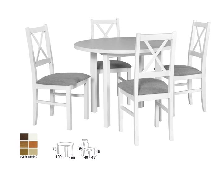 Vyobrazení desky stolu a židle v odstínu - bílá