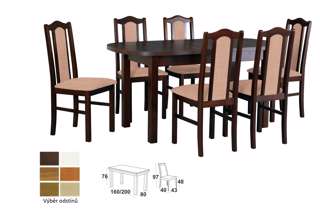 Vyobrazení desky stolu a židle v odstínu - ořech