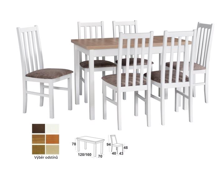 Vyobrazení desky stolu v odstínu - dub sonoma, židle v odstínu - bílá