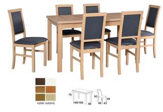 Vyobrazení desky stolu a židle v odstínu - dub sonoma