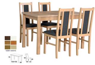 Vyobrazení desky stolu a židle v odstínu - dub sonoma