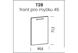 T28 (45 cm), dveře na myčku Tiffany bílý lesk