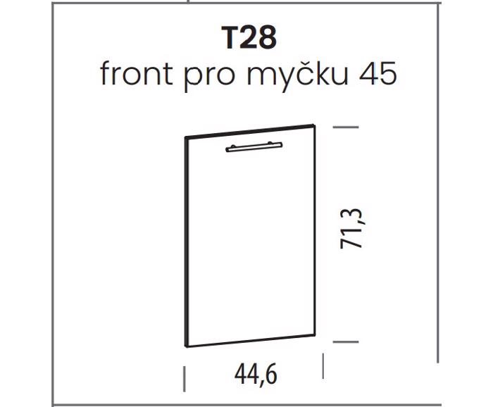 Fotogalerie T28 (45 cm), dveře na myčku Tiffany bílý lesk