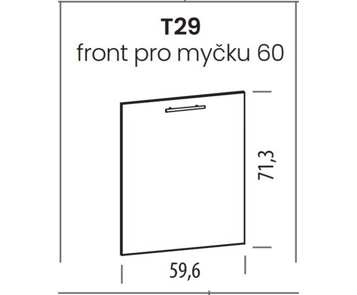Fotogalerie T29 (60 cm), dveře na myčku Tiffany bílý lesk