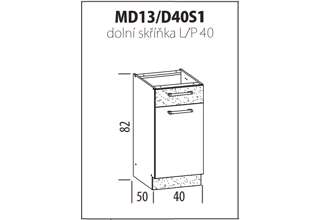 MD13 (40 cm), kuchyňská linka Modena