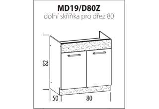 MD19 D80Z ( 80 cm) dřezová, kuchyňská linka Modena