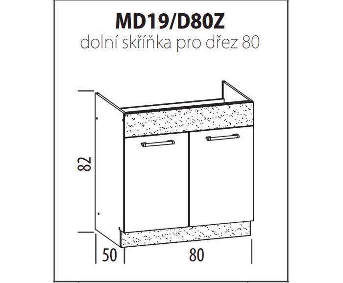 Fotogalerie MD19 D80Z ( 80 cm) dřezová, kuchyňská linka Modena