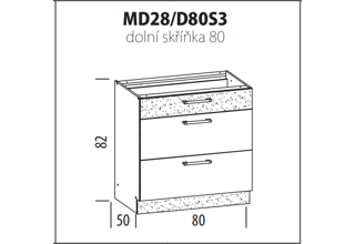 MD28 (80 cm), kuchyňská linka Modena