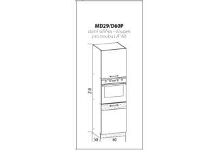 MD29 (60 cm) skříň pro vestavnou troubu, kuchyňská linka Modena