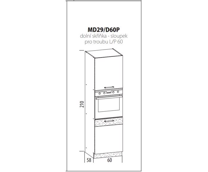Fotogalerie MD29 (60 cm) skříň pro vestavnou troubu, kuchyňská linka Modena