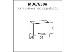 MD6 (50 cm) skříňka nad digestoř, kuchyňská linka Modena