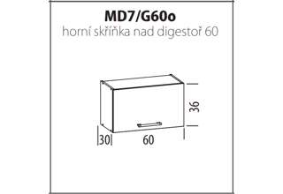 MD7 (60 cm) skříňka nad digestoř, kuchyňská linka Modena