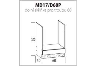 MD17 (60 cm) skříň pro vestavnou troubu, kuchyňská linka Modena