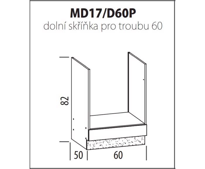 Fotogalerie MD17 (60 cm) skříň pro vestavnou troubu, kuchyňská linka Modena