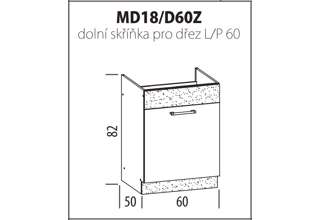 MD18 (60 cm) dřezová skříňka, kuchyňská linka Modena