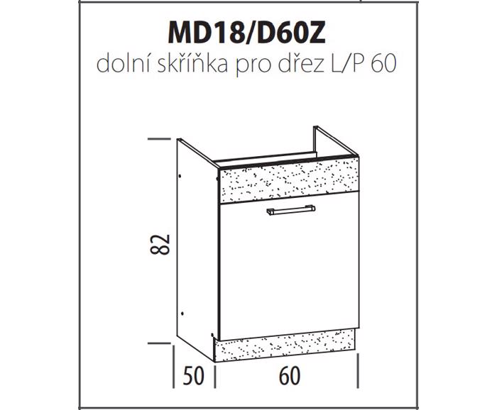 Fotogalerie MD18 (60 cm) dřezová skříňka, kuchyňská linka Modena