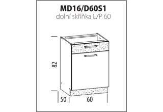 MD16 D60S1 ( 60 cm), kuchyňská linka Modena