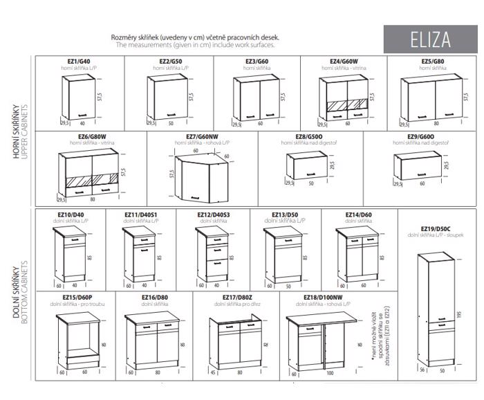 Fotogalerie EZ18 D100NW (100 cm),  kuchyňská linka Eliza