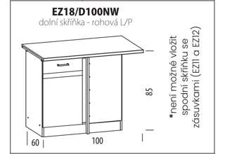 EZ18 D100NW (100 cm),  kuchyňská linka Eliza