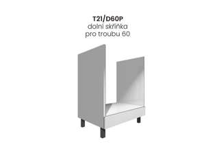 T21 D60P (60 cm), spodní skříňka na sporák Tiffany bílý lesk
