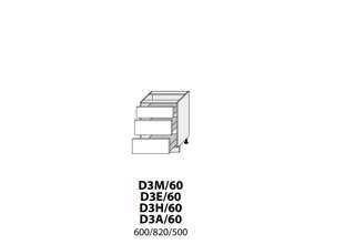 D3M 60 (60 cm), kuchyňské linky Platinum