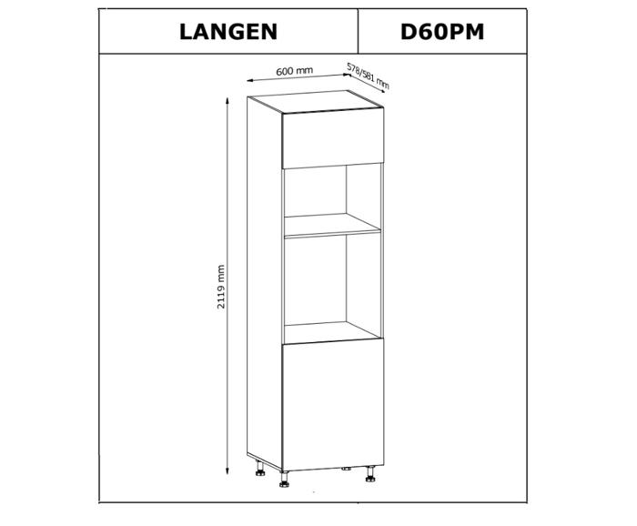Fotogalerie D60PM (60 cm) BEIGE MAT(MDF) levá, vysoká stojící na troubu kuchyňské linky Langen