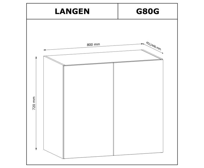 Fotogalerie G80G (80 cm) GREY MAT(MDF), skříňka závěsná hluboká kuchyňské linky Langen