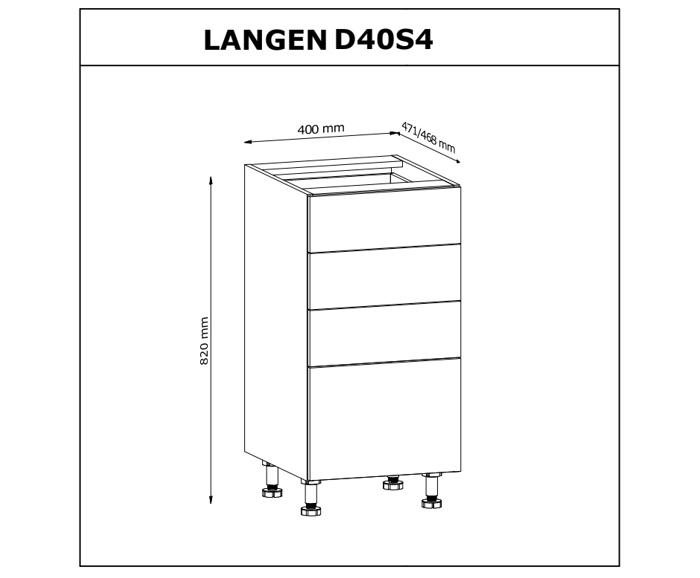 Fotogalerie D40S4 (40 cm) BEIGE MAT(MDF), šuplíková skříňka kuchyňské linky Langen