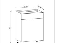 Fotogalerie D60S1 (60 cm) BEIGE MAT(MDF) pravá, šuplíková skříňka kuchyňské linky Langen