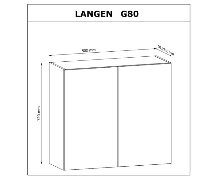 Fotogalerie G80 (80 cm) BEIGE MAT(MDF), skříňka závěsná kuchyňské linky Langen