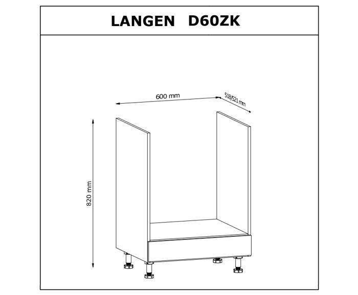 Fotogalerie D60ZK (60 cm) DUB ARTISAN, skříňka pro vestavnou troubu kuchyňské linky Langen