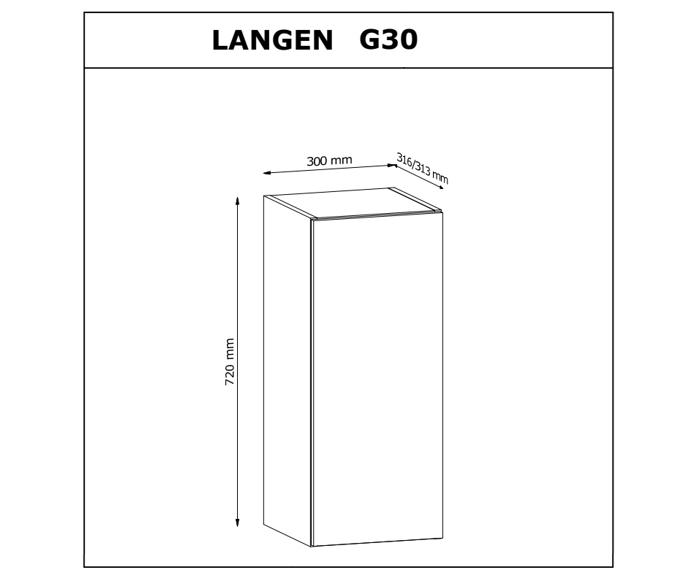Fotogalerie G30 P/L (30 cm) BEIGE MAT(MDF) levá, skříňka závěsná kuchyňské linky Langen