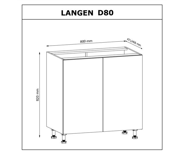 Fotogalerie D80 (80 cm) BEIGE MAT(MDF), skříňka kuchyňské linky Langen