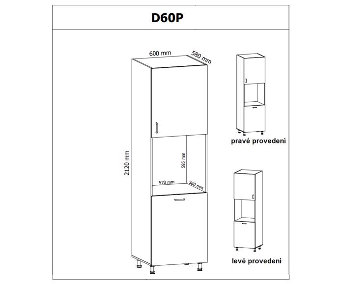 Fotogalerie D60P (60 cm) pravá, vysoká skříň na troubu kuchyňské linky Royal