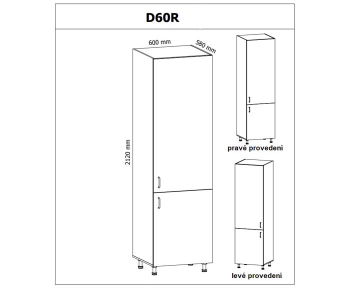 Fotogalerie D60R (60 cm) pravá, vysoká potravinová skříň kuchyňské linky Royal