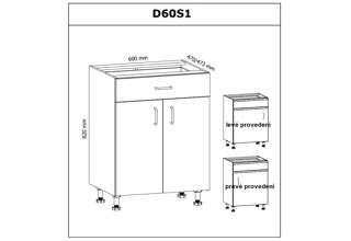 D60S1 ( 60 cm), spodní skříňka šuplíková kuchyňské linky Provance