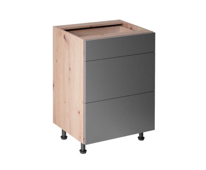 Fotogalerie D60S3 (60 cm) Beige Mat (MDF), šuplíková skříňka kuchyňské linky Langen