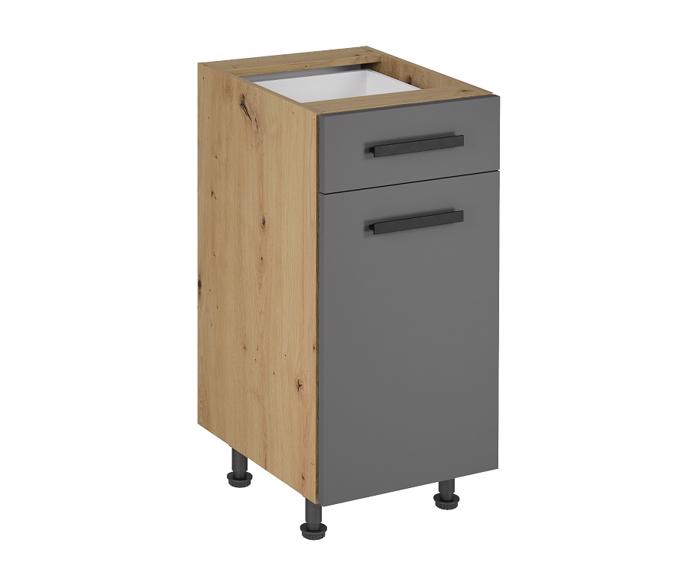 Fotogalerie D40S1 (40 cm) GREY MAT(MDF) levá, šuplíková skříňka kuchyňské linky Langen