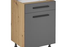 Fotogalerie D60S1 (60 cm) GREY MAT(MDF) pravá, šuplíková skříňka kuchyňské linky Langen