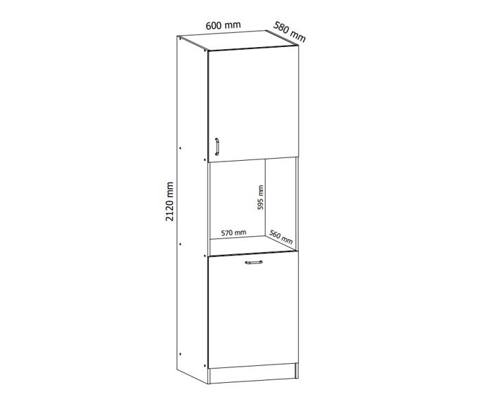 Fotogalerie D60P (60 cm) levá, vysoká skříň na troubu kuchyňské linky Sicília - bílá
