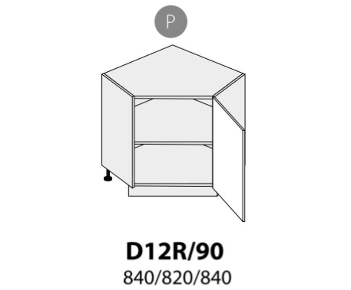 Fotogalerie D12R 90 P (90 cm) spodní skříňka rohová pravá, kuchyně Viano
