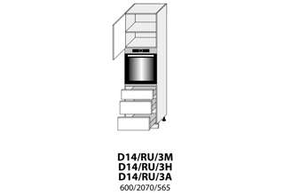 D14RU/3M (60 cm) - skříňka pro vestavbu se šuplíky, kuchyňská linka Malmo