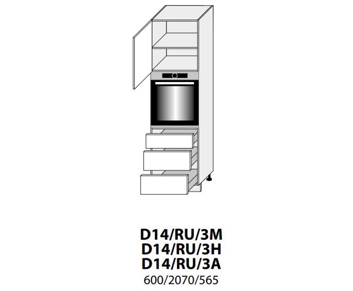 Fotogalerie D14RU/3 L (60 cm) - skříňka pro vestavbu se šuplíky, kuchyně Avellino