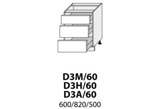 Skříňka šuplíková šířka 60 cm - D3M 60 (60 cm) - kuchyně Carrini
