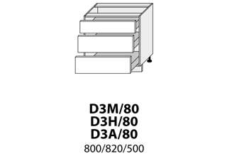 Dolní skříňka šuplíková 80cm - D3M 80 - kuchyňská linka Quantum