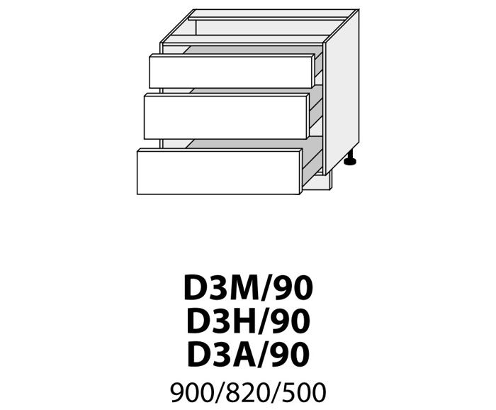 Fotogalerie D3M 90 (90 cm) Metabox, kuchyňská linka Malmo